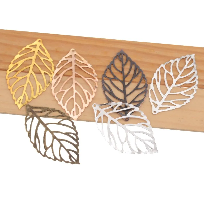 

Free shipping Retail 50Pcs Filigree Leaf Metal Crafts Decoration DIY Findings 4.4x2.6cm