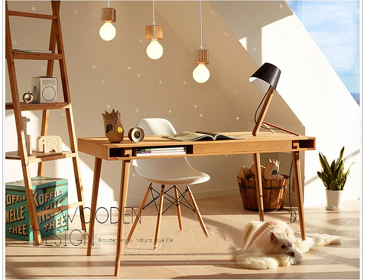 

Vintage Pendant Light Wood Lampholder Modern Lamp Corlorful Vintage Ceiling Hanging Decorated Light Fixture No Bulb 1.2M long