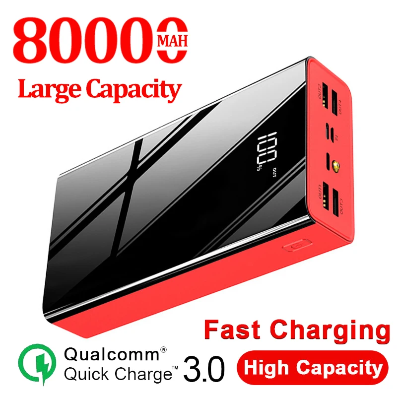 80000mAh внешний аккумулятор большой емкости LCD Внешний USB для Samsung Xiaomi Iphone