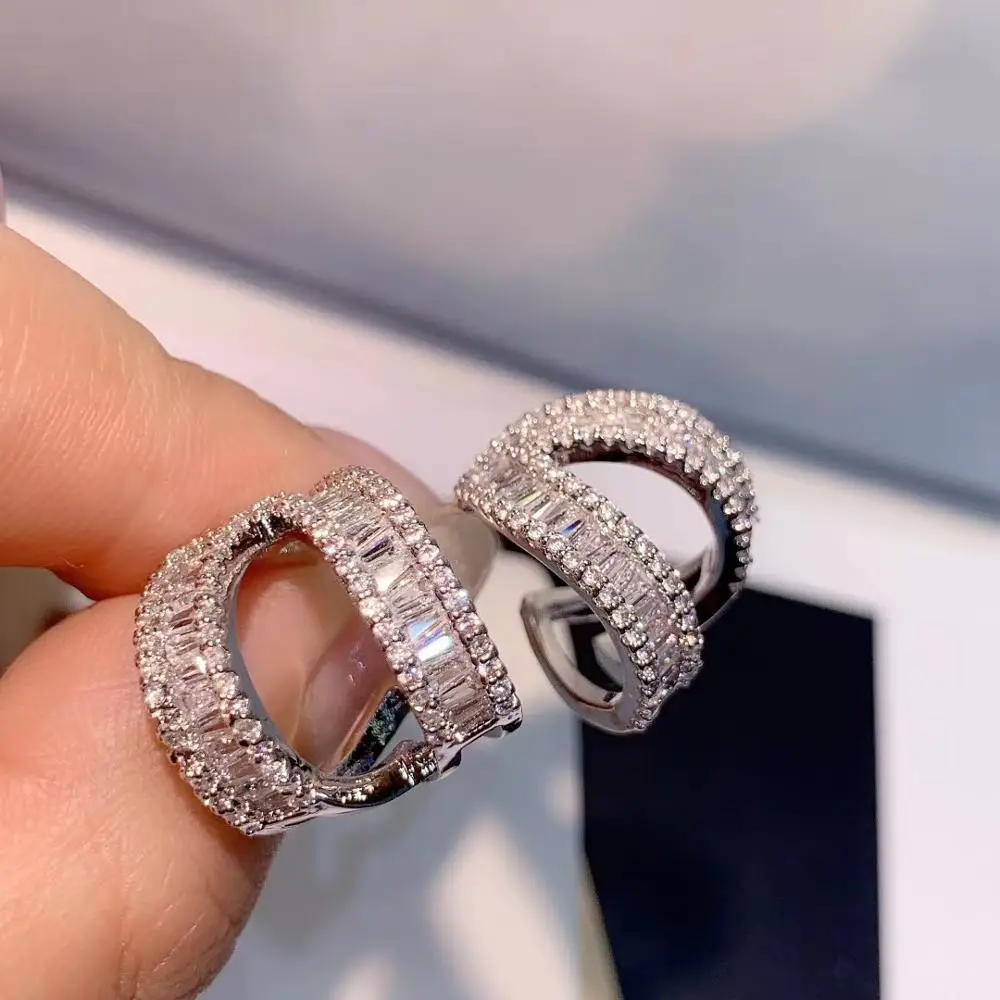 

Luxury Trendy Geometric Drop Earrings Full Cubic Zircon Earrings For Women Drop Earrings Brincos for Women Wedding E9644