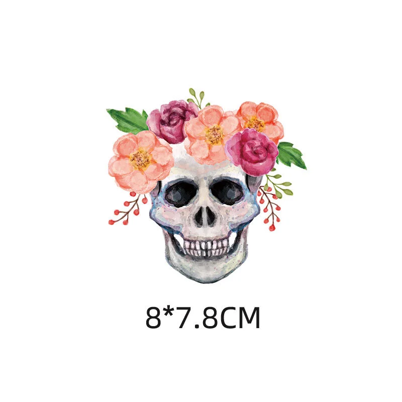 Маленькие патчи в стиле панк с изображением черепа и цветка для самостоятельного