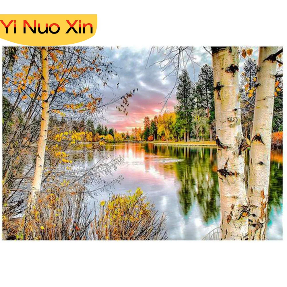 

YNX Christmas Tree Winter Snow Mosaic Cross Stitch Home Decor New Year Gift Full Square Diamond Painting Diamond Embroidery Art