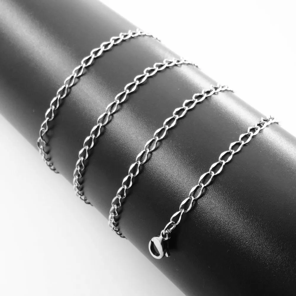 2/2.5 мм блестящая цепочка из нержавеющей стали волнистая для мужчин и женщин