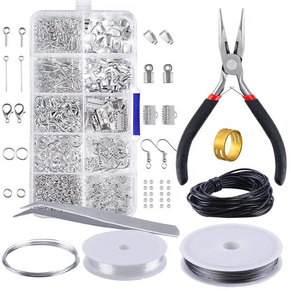 

10 Grids Beginners Findings And Beading Metal Supplies Handmade Repair Tool With Accessories Wires Jewelry Making Kit DIY Pliers