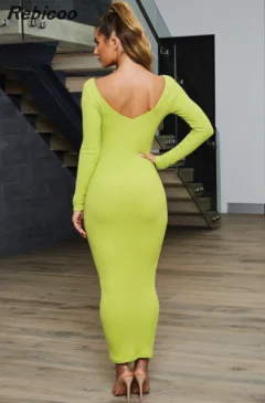 

European and American women's 2019 explosion models autumn bag hip V-neck long-sleeved dress autumn and winter dress