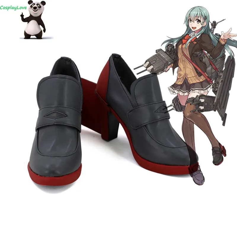 

CosplayLove Kantai Collection Suzuya Red Gray Shoes Cosplay Long Boots Leather Custom Made For Party Christmas Halloween