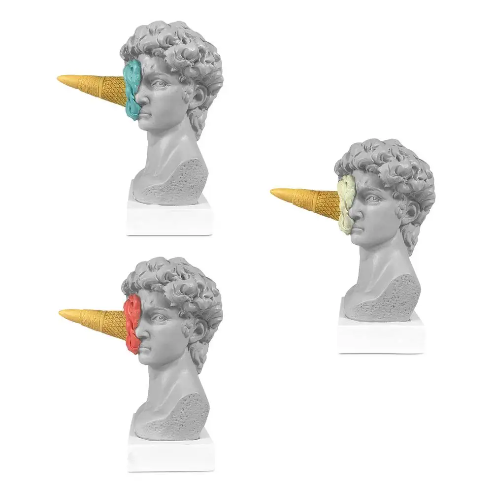 

Greek Mythology Figurine Davids Portrait Bust Living Room Decor Sculpture Ice Cream Davids Statue Crafts Ornament Nordic Decor