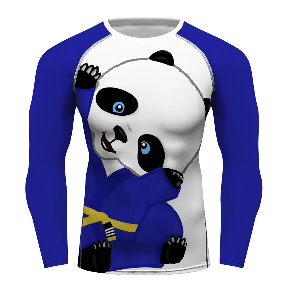 Для мужчин панды футболка с длинным рукавом рисунком из ткань отводящая влагу