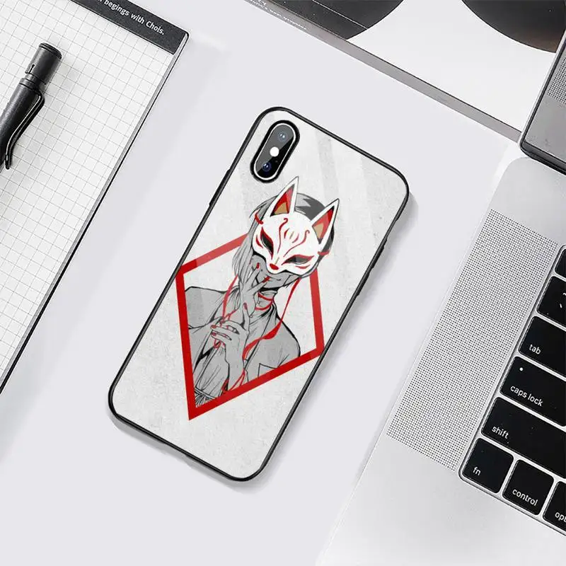

Japanese Style Anime Fox Phone Case Tempered glass For iphone 6 6S 7 8 plus X XS XR 11 12 mini PRO MAX