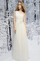 free shipping 2016 new fashion white long dress chiffon sweetheart one shoulder bridesmaid dresses bridal gown