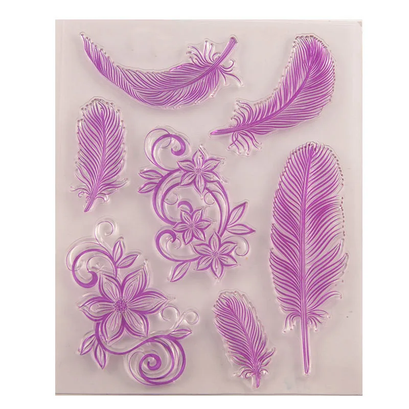 Transparent Stamp T5027 diy pda Scrapbook Clipbook Finished Product Chapter Feather | Канцтовары для офиса и дома