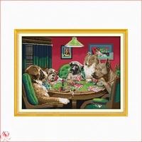 joy sunday dogs game cross stitch kits counted canvas embroidery sets 11ct 14ct animal diy handmade needlework home decoration