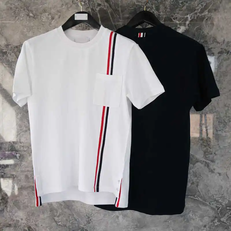 

2021 New Fashion Brand T-shirt O-Neck Collar Striped Short-sleeved T-shirt Men Women Cotton Spring Summer Clothing