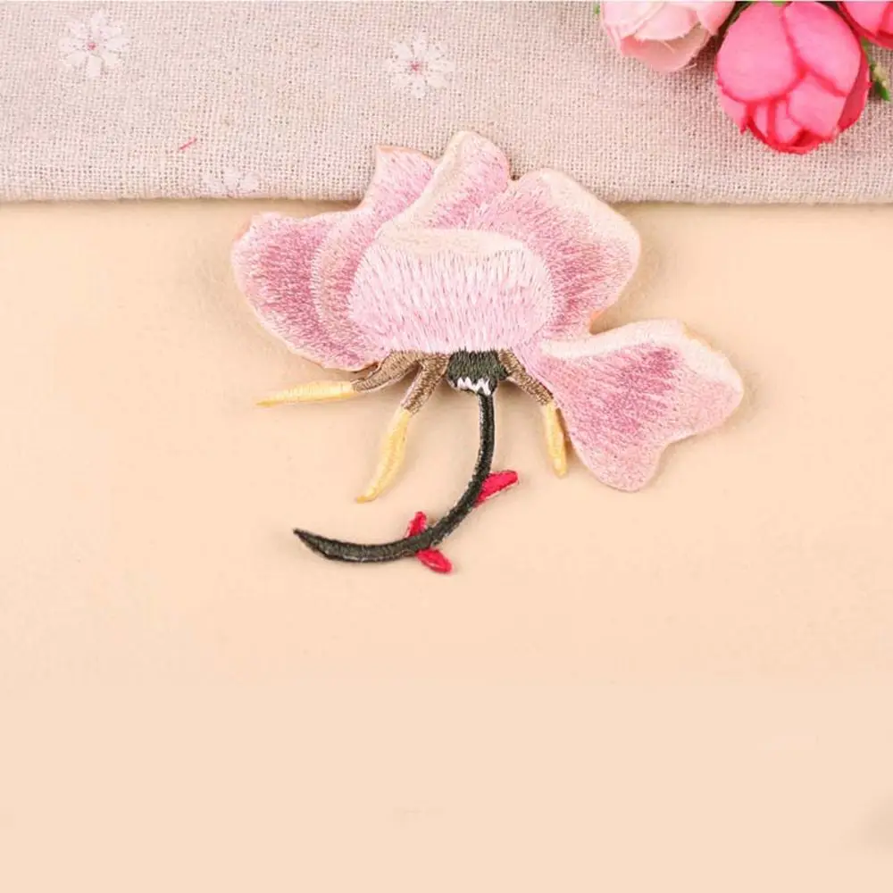 1pc Flower Embroidery Patches Iron On Sew Fabric Sticker Rose Shape Clothes Decor Appliques Craft Sewing Accessories | Дом и сад