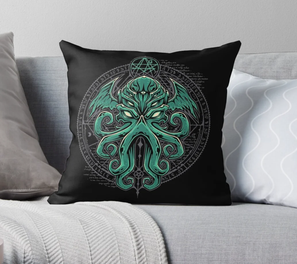 

Great Cthulhu Decorative Pillowcases Cotton Linen Black Throw Pillow Case Home Sofa Decor Pillowcase