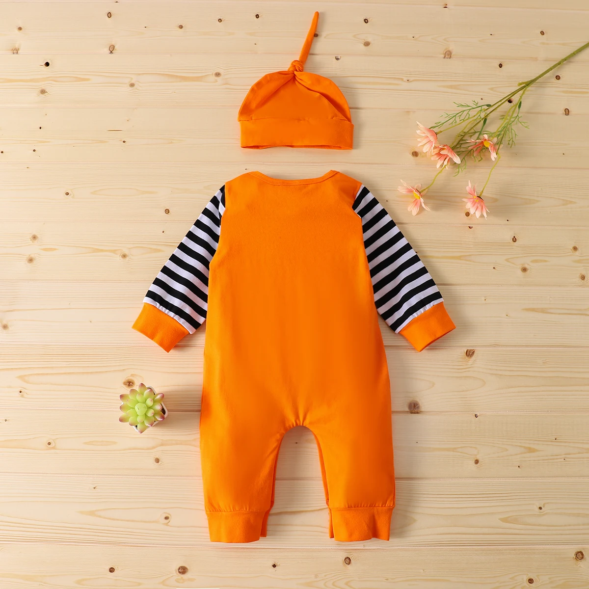 

Newborn Infant Baby Girls Boys Autumn Halloween Costume For Kids Clothes Stripe Letter Print Jumpsuit Outfits For 0-24m Baby