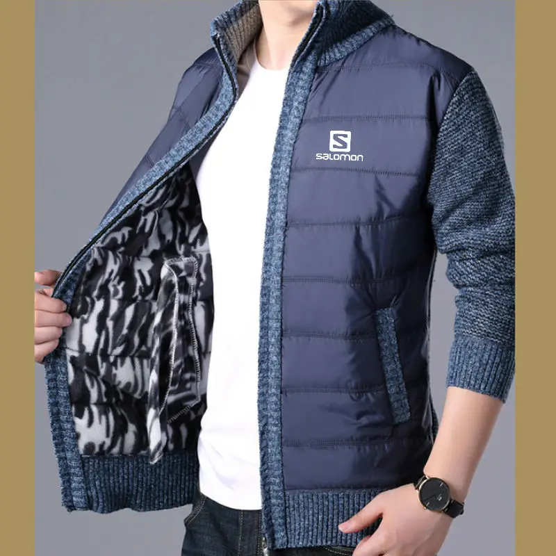 2019 новый мужской осенний сшитый свитер кардиган Повседневный трикотажные