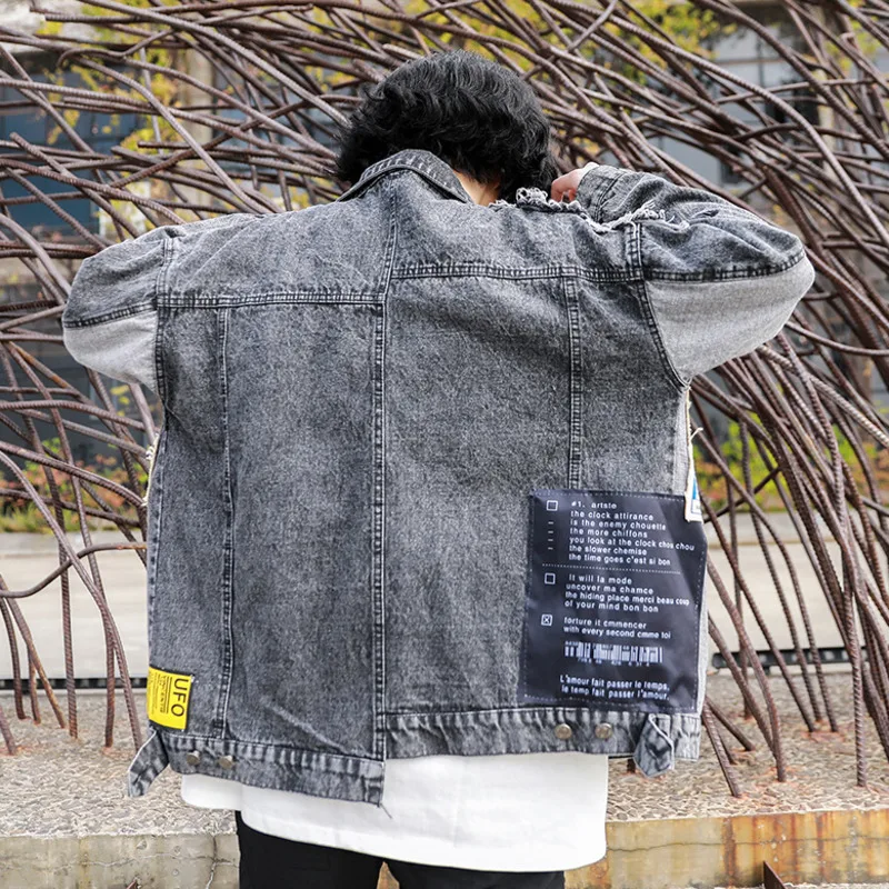 

LANMREM can ship Tide Loose denim Coat Woman 2021 autumn fashion new Popular Printing Personality all-match hip hop jacket YJ003