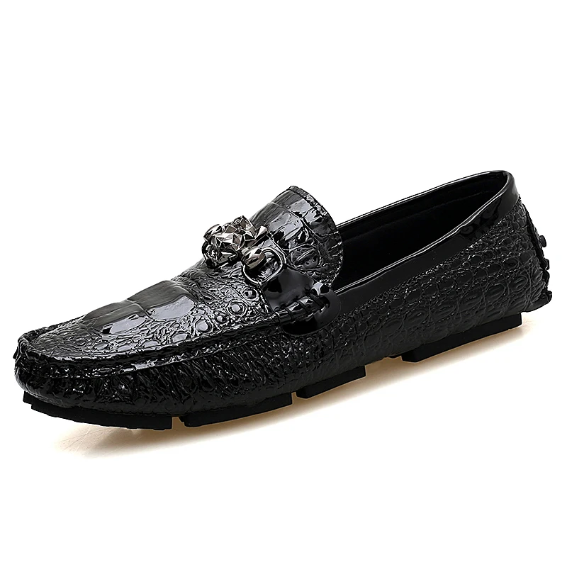 2019 г. Осенние мужские лоферы Кожаные Мокасины обувь из крокодиловой кожи мужская