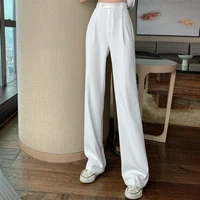 high waist loose thin wide leg pants women 2021 autumn new korean vertical casual pants versatile straight pants