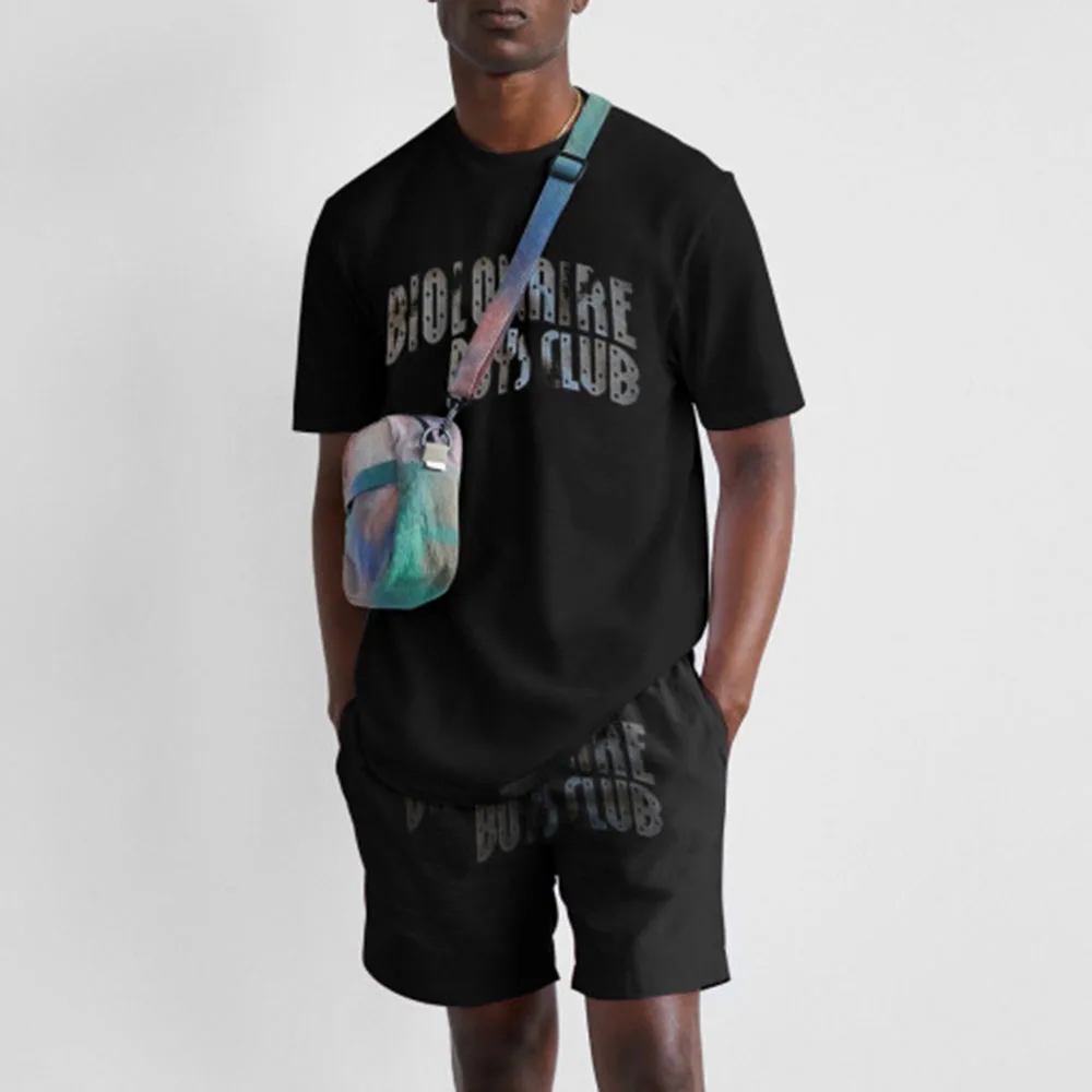 

Western Style Outfit 2021 Summer Loose Casual Hipster Simple Popular Letter Printing Elastic Waist Round Neck Summer