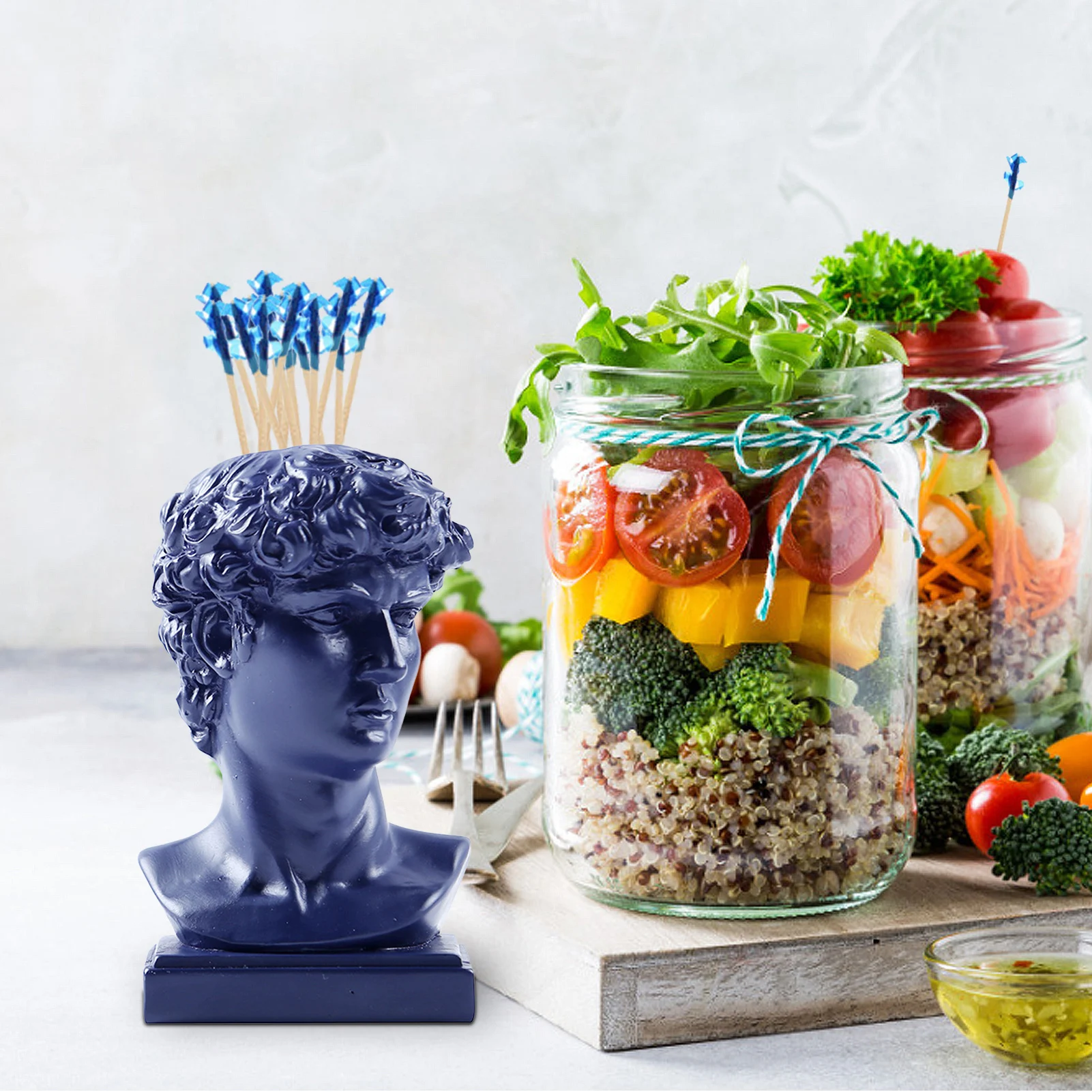 

David Statue Resin Toothpick Holder Creative Pen Holder Table Decoration Storage Box