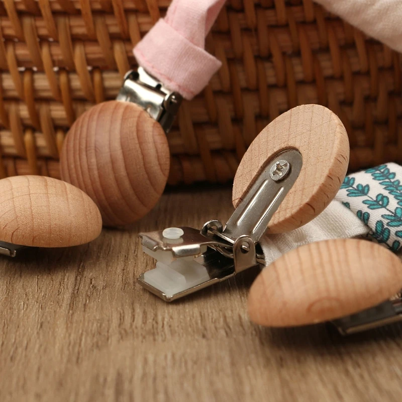 

Baby Cotton Pacifier Chain Beech Wood Pacifier Clip Infant Teething Toys Holder For Nipples Baby Teether