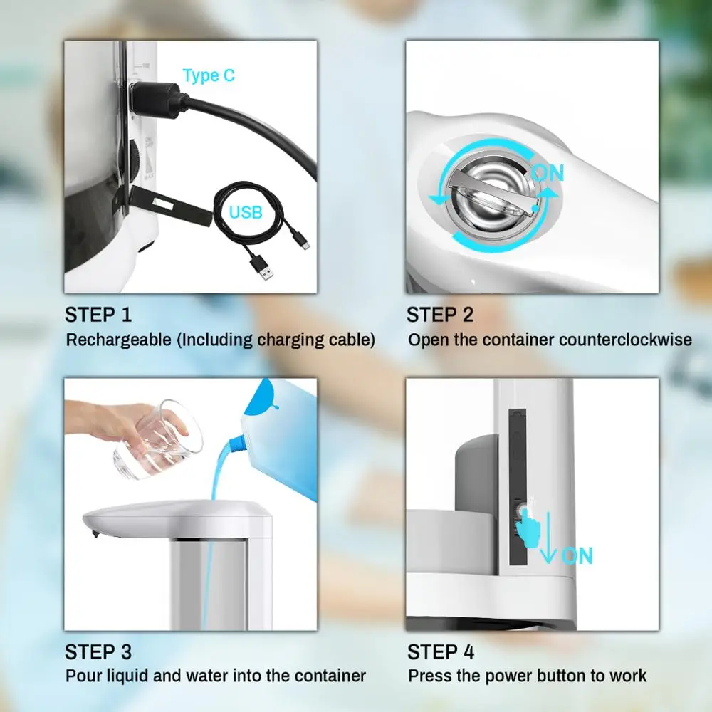 

650ml Liquid foam touchless Automatic soap Dispenser Rechargeable or connect to the power supply foaming Liquid Soap Hand sanit