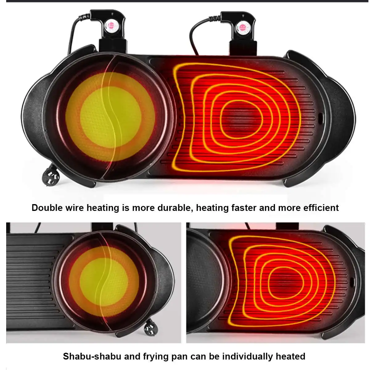 Pаспродажа Устройство для приготовления горячего горшка, устройство для бездымного барбекю, антипригарная домашняя барбекю-гриль, для приготовления ...