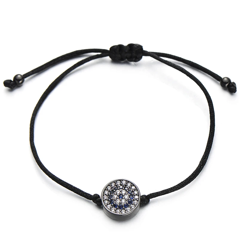 black Pipitree Модный 12 мм Круглый CZ браслет evil eye регулируемые черные красные браслеты для женщин и мужчин брендовые ювелирные изделия подарок - Окраска металла: black