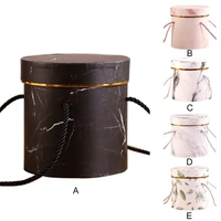 hot 1pcs marble romantic round flower box portable small box with rope birthday party candy holding gift wrap storage bags