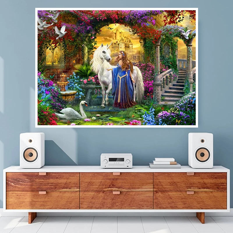 DIY 5D алмазная живопись по номерам набор единорога принцесса эльф бабочка цветок