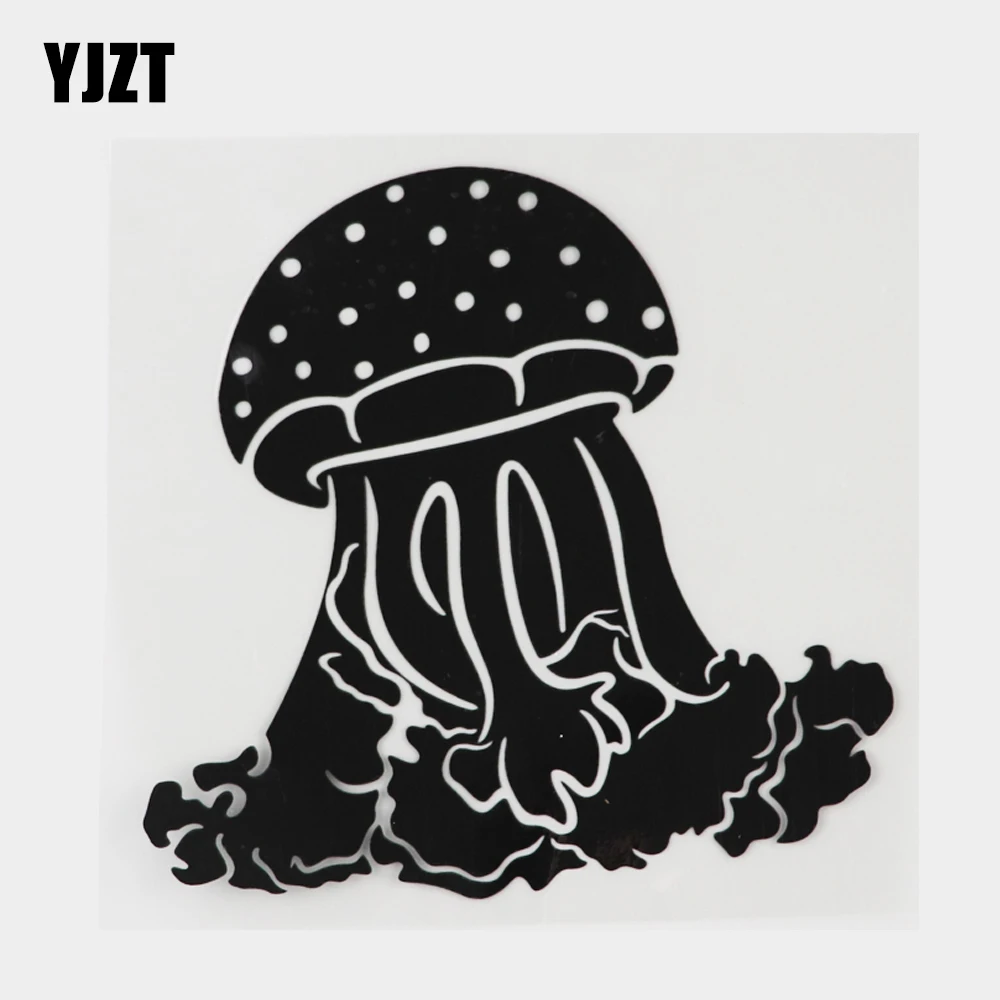 

YJZT, 14,2 см × 13,8 см, Виниловая наклейка с морскими животными, Медузой, Черная/серебристая, 18A-0354