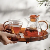 nordic 500ml borosilicate glass teapot with infuser strainer 2 cups heat resistant loose leaf tea pot tool kettle set