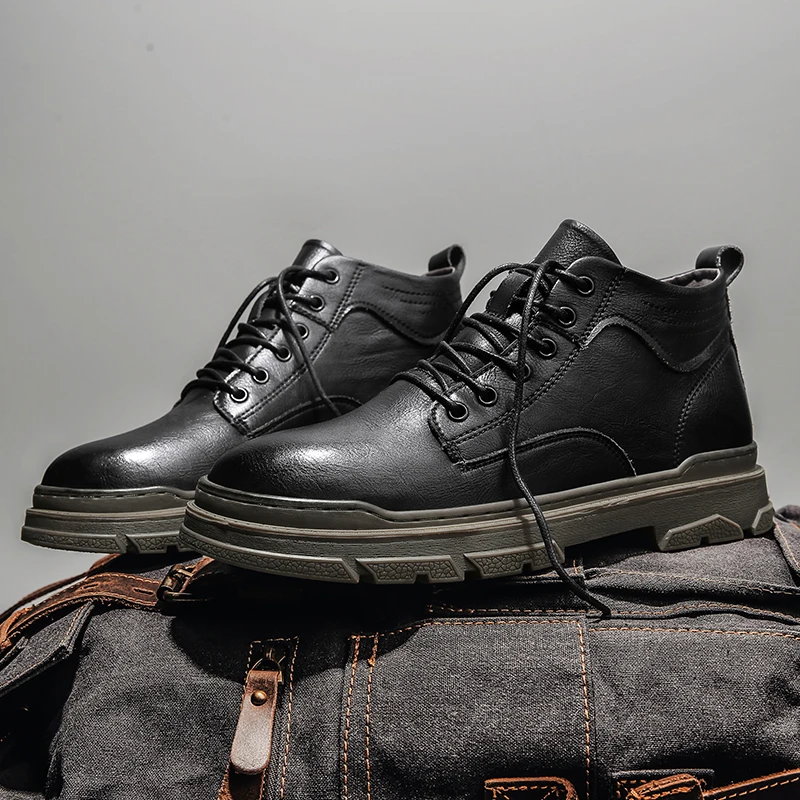 

Men's Maitin Shoes Fashion Leather Breathable Mid-Top Shoes British Street Trend Casual Tooling Shoes Outdoor Men Oxford Shoes