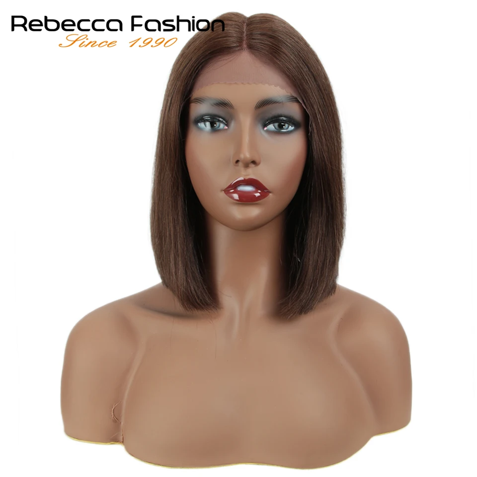 Rebecca bob кружевные передние парики для черных женщин Бразильские короткие парики из человеческих волос красные человеческие волосы парик Средняя часть 1"