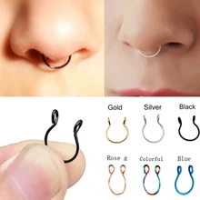 1pcs U Shaped Fake Nose Ring Hoop Septum Rings Stainless Steel Nose Piercing Fake Piercing Oreja Pircing Jewelry
