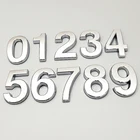 Наклейка с цифрами для дома, серебряная табличка, дверная табличка для отеля, наклейка с цифрами, адресный знак, АБС-пластик от A до Z, 5 см, Современный 3D цифры на дверьпочтовый ящик уличныйномер на дверь квартиры