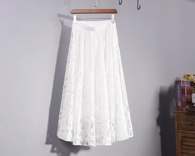 

spring new women long skirt elegant Slim lace elastic waist skirts