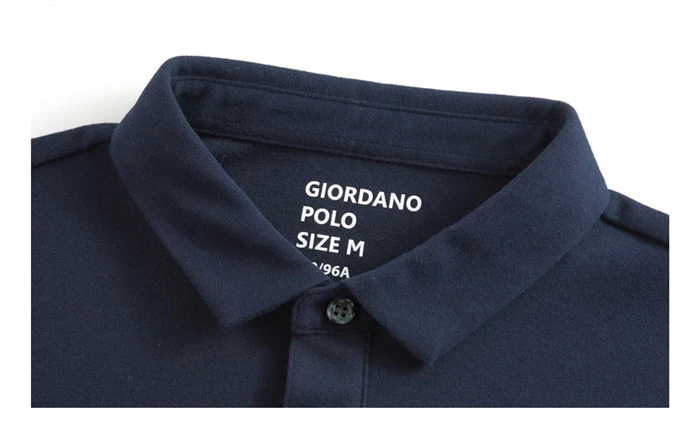 Giordano Мужская рубашка поло мужская плотная однотонная мужская рубашка-поло с длинными рукавами зимняя теплая тонкая мягкая хлопковая ткань 01019779