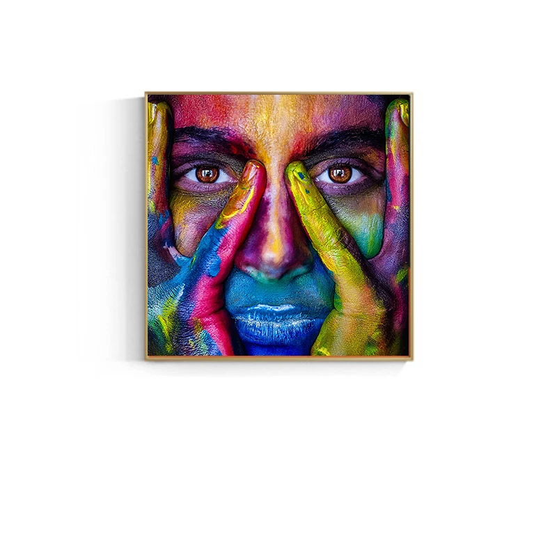 Современный с раскрашенным в яркие цвета граффити живопись холст настенные