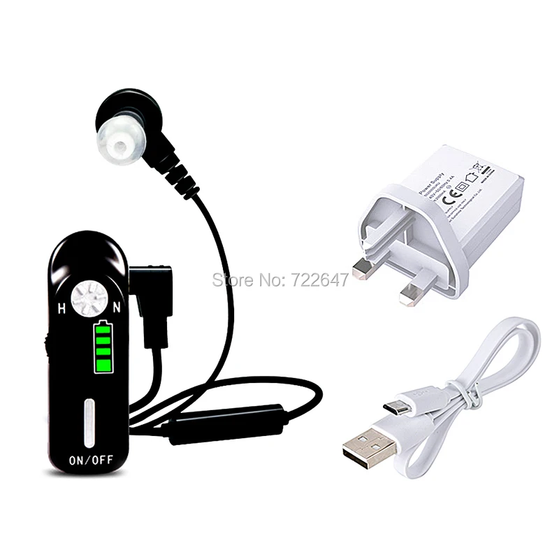 USB Перезаряжаемый Карманный слуховой аппарат слуховые аппараты для пожилых людей цифровые беспроводные супер усилители мощности для тяжелых глубоких потерь - Цвет: Single Ear - UK plug