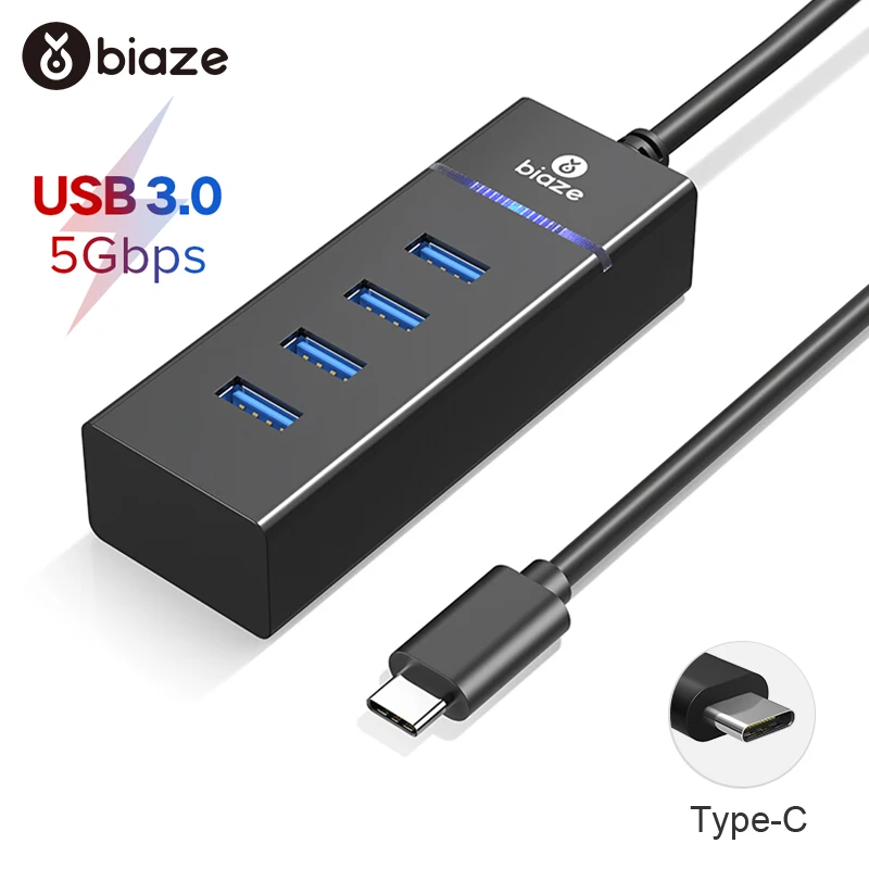 Biaze USB C концентратор типа к 3 0 4 порта Высокоскоростной адаптер type-C док-станция для