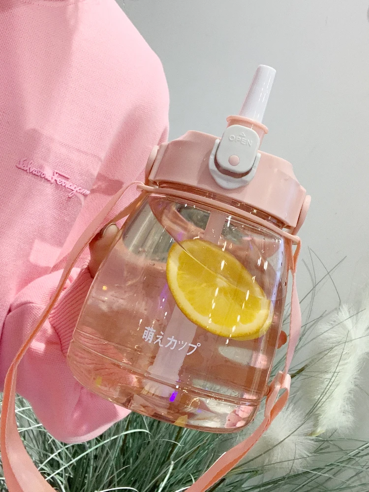 

Water Cup Large Capacity 1000ml with Sipper Bottles 2021 New Pot Portable Cute Summer Cup