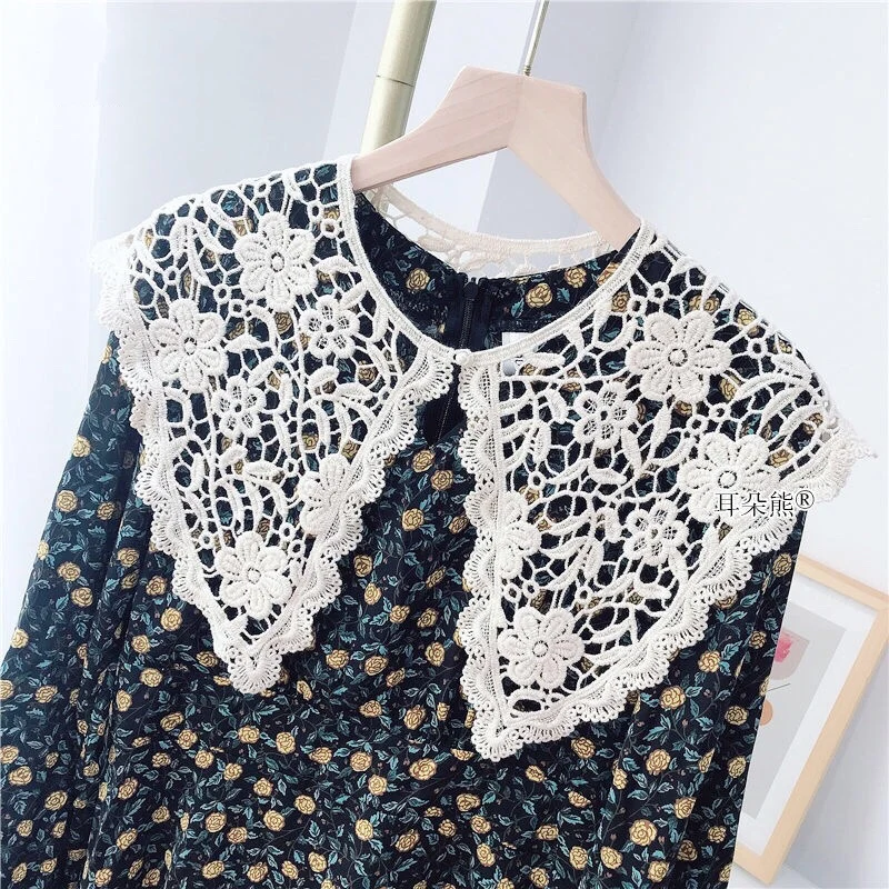 Stylish Promotion Sales Women Clothing Accessories Vintage Sweet Flower Lace False Collar Ladies Clothes Decoration Shirt Collar images - 6