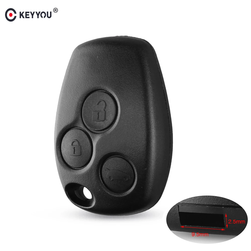 Фото Запасной чехол KEYYOU для автомобильного ключа с 3 кнопками для Renault Logan Sandero Clio Fluence Vivaro Master Traffic Key, чехол без лезвия. №1