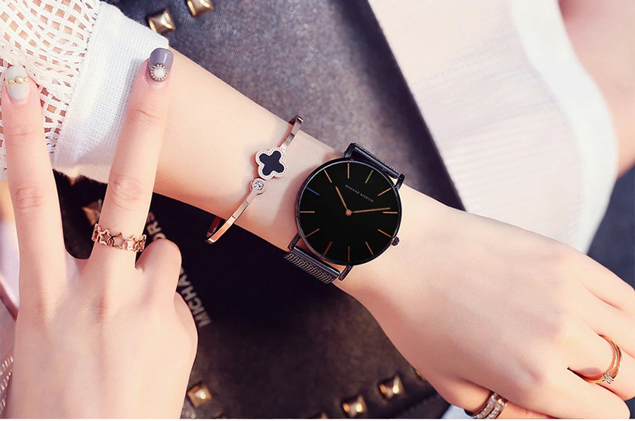 

2018 New Design Waterproof Japan Quartz Movement Stainless Steel Mesh Band Rose Gold Unisex Men Women Ladies Watch Drop shipping
