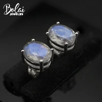 bolai natural labradorite stud earrings solid 925 sterling silver oval 86mm gemstone jewelry for women girl simple basic style