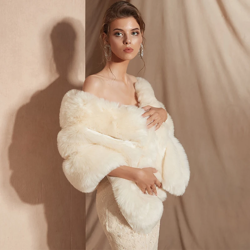 Свадебный Болеро 2020 Зимний свадебный плед шали из искусственного меха женская