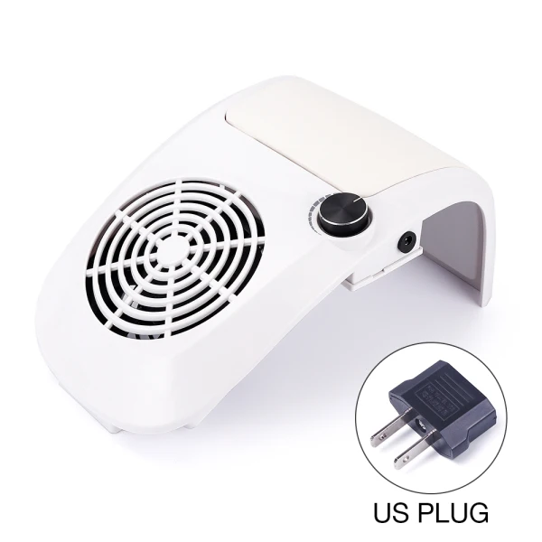 White US Plug 60 Вт пылеуловитель для ногтей с сильной регулируемой скоростью, Пылевой вентилятор для ногтей, пылесос для маникюра, инструмент для вакуумного всасывания ногтей - Цвет: White US Plug